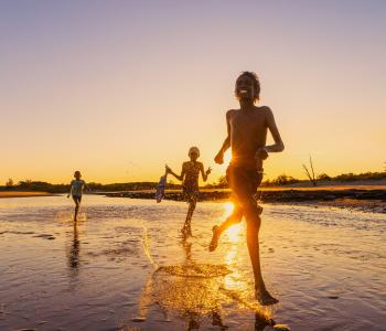Kids at the beach sunset Tarntipi Bush camp